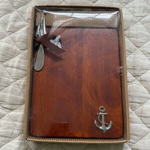 Thirstystone Nautical Anchor Cheese Board Set - Rich Brown and Silver, NWT